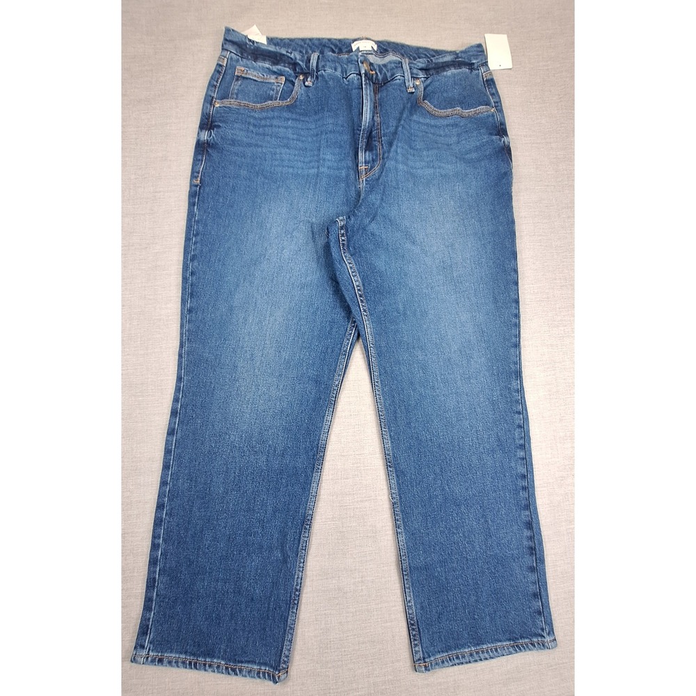 Good American Womens High Rise Straight Leg Jeans Indigo Blue GNIC255T Size 16